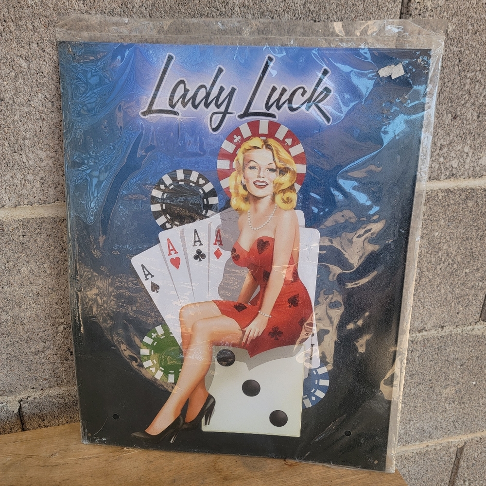 Lady Luck Metal Sign - Wall Decor